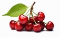 A Bunch of Cherries Isolated on White -Generative Ai Royalty Free Stock Photo