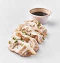 Bunch of chinese gyoza isolated on a white background