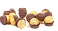Bunch of chocolate gold bonbons. Royalty Free Stock Photo