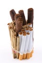 Bunch of cigarettes tobacco Royalty Free Stock Photo