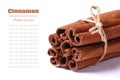 Bunch of cinnamon sticks closeup isolated on white Royalty Free Stock Photo