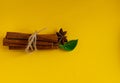 Bunch of cinnamon sticks on black background Royalty Free Stock Photo