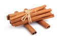 Bunch of cinnamon sticks isolated on white Royalty Free Stock Photo