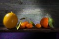 Bunch of Citruses In Sharp Light on Shelf Royalty Free Stock Photo