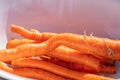 Bunch of clean and washed carrots. Close up shot