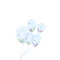 Bunch of clear balloons filled with colorful confetti. Hand-drawn vector decoration for children`s party