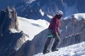 a bunch of climbers in the mountains. Climbing and mountaineering sport. Teamwork concept.