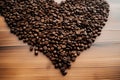 Bunch of coffee beans formed like heart high quality photo