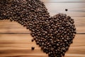 Bunch of coffee beans formed like heart high quality photo