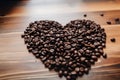 Bunch of coffee beans formed like heart high quality photo