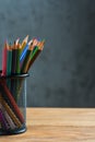 Bunch of color pencils in a stand Royalty Free Stock Photo