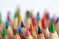 Bunch of colored pencils on white background. Royalty Free Stock Photo
