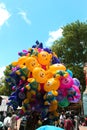 A bunch of colorful balloon toys.