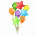 A bunch of colorful balloons isolated on a white background. Vector graphics Royalty Free Stock Photo