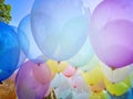 A bunch of colorful balloons ready to fly into the sky Royalty Free Stock Photo