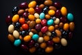 a bunch of colorful candy beans on a black background Royalty Free Stock Photo