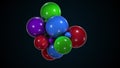 Bunch of colorful chaotic spheres. Computer generated abstract form of large and small balls. 3d rendering background