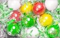 Bunch of Colorful Christmas baubles and tinsel Royalty Free Stock Photo