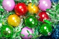 Bunch of Colorful Christmas baubles and tinsel Royalty Free Stock Photo