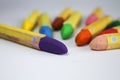 Bunch of colorful crayons for kids on white background Royalty Free Stock Photo