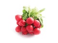 A bunch colorful delicious radishes on white background. Photo d