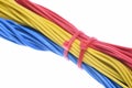 Bunch of colorful electrical cables with cable ties Royalty Free Stock Photo