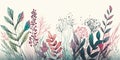 Bunch of colorful fowers in the watercolor style. Beautiful illustration picture. Generative AI