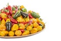 Bunch of Colorful Hot Peppers on a Tray #1 Royalty Free Stock Photo