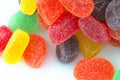 Bunch of colorful jelly candy or sweets, isolation on white background. Good for health conceptual. Royalty Free Stock Photo