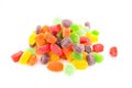 Bunch of colorful jelly candy or sweets, isolation on white background. Good for health conceptual. Royalty Free Stock Photo