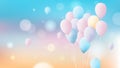 Bunch of colorful pastel balloons flying