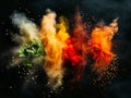A bunch of colorful powder and herbs on a black background Royalty Free Stock Photo