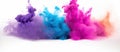 a bunch of colorful smoke coming out of a bottle on a white background