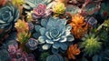 Photo of a vibrant succulent garden with a variety of colorful plants growing together