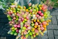 Bunch of colorful tulips selling in the flower market