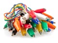 A bunch of colorful wires with crocodile clips on both ends