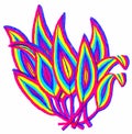 A bunch of colourful patterned leaves.