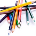 Bunch of colourful pencil crayons on white Royalty Free Stock Photo