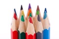 Bunch of colourful pencil crayons on white Royalty Free Stock Photo