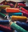 Bunch of colourful sewing thread hobby activity Royalty Free Stock Photo