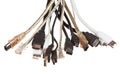 Bunch of computer cables with sockets Royalty Free Stock Photo