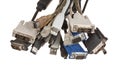 bunch of computer cables with sockets Royalty Free Stock Photo