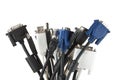 bunch of computer cables with sockets Royalty Free Stock Photo