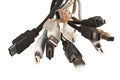 bunch of computer cables with sockets Royalty Free Stock Photo