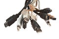 bunch of computer cables with sockets Royalty Free Stock Photo