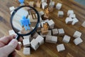 Bunch of cubes and miniature people Royalty Free Stock Photo