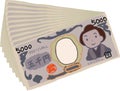 Bunch of Cute hand-painted Japanese 5000 yen note