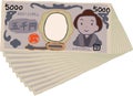 Bunch of Cute hand-painted Japanese 5000 yen note