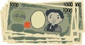 Bunch of Cute hand-painted Japanese 1000 yen note