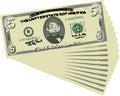 Bunch of Cute hand-painted 5 US dollar banknote